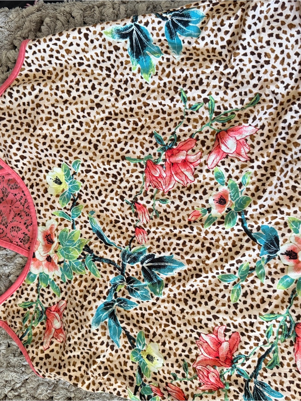 Cami with leopard print and flowers